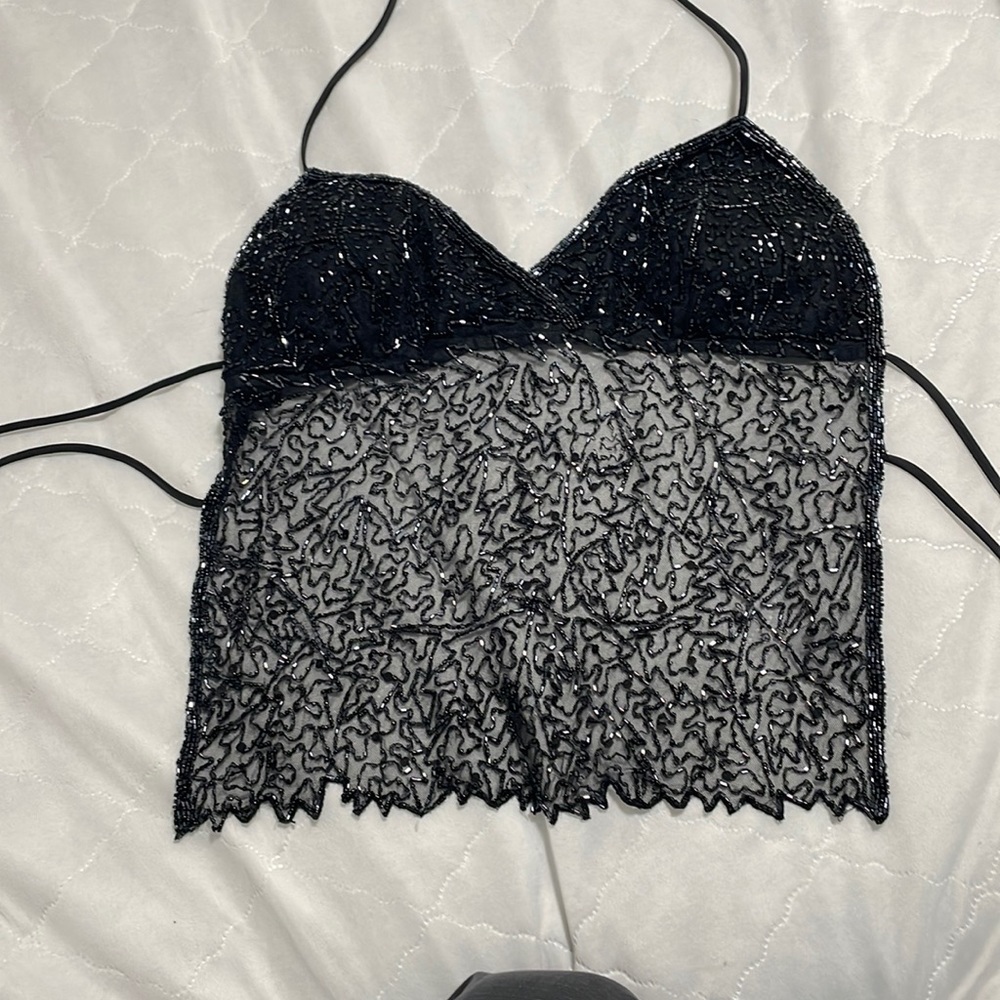 Heart Moon Star beaded halter top